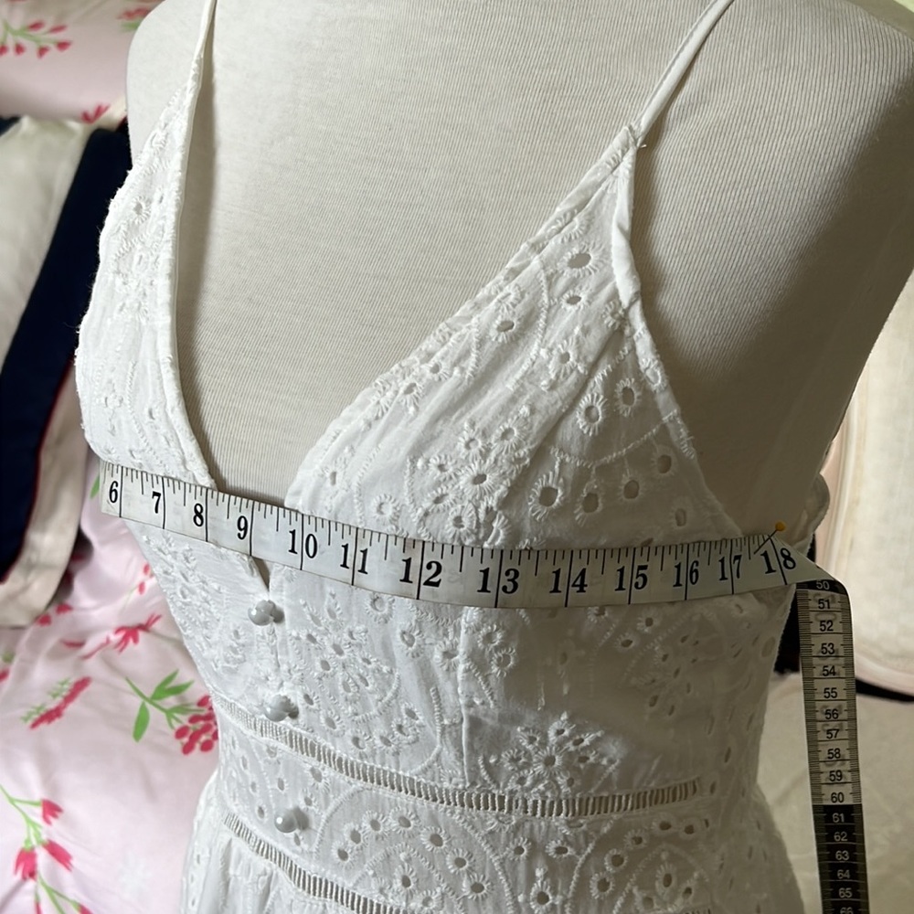 Simplee White Babydoll Eyelet Crochet Maxi Dress - Picture 5 of 15